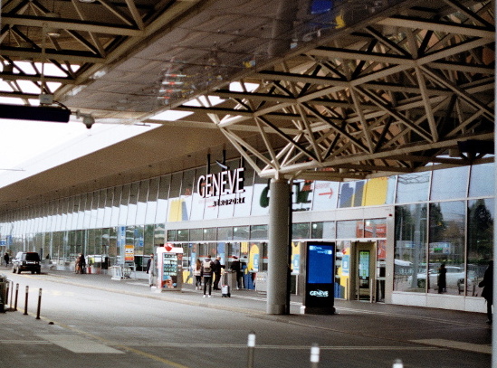 The entrance to the Departures at Geneva International Airport Early in the morning terminal 2